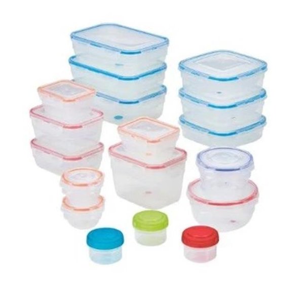 Lock & Lock Lock & Lock HPL321A18 Easy Essentials Color Mates Assorted Food Storage Container Set; Clear - 36 Piece HPL321A18